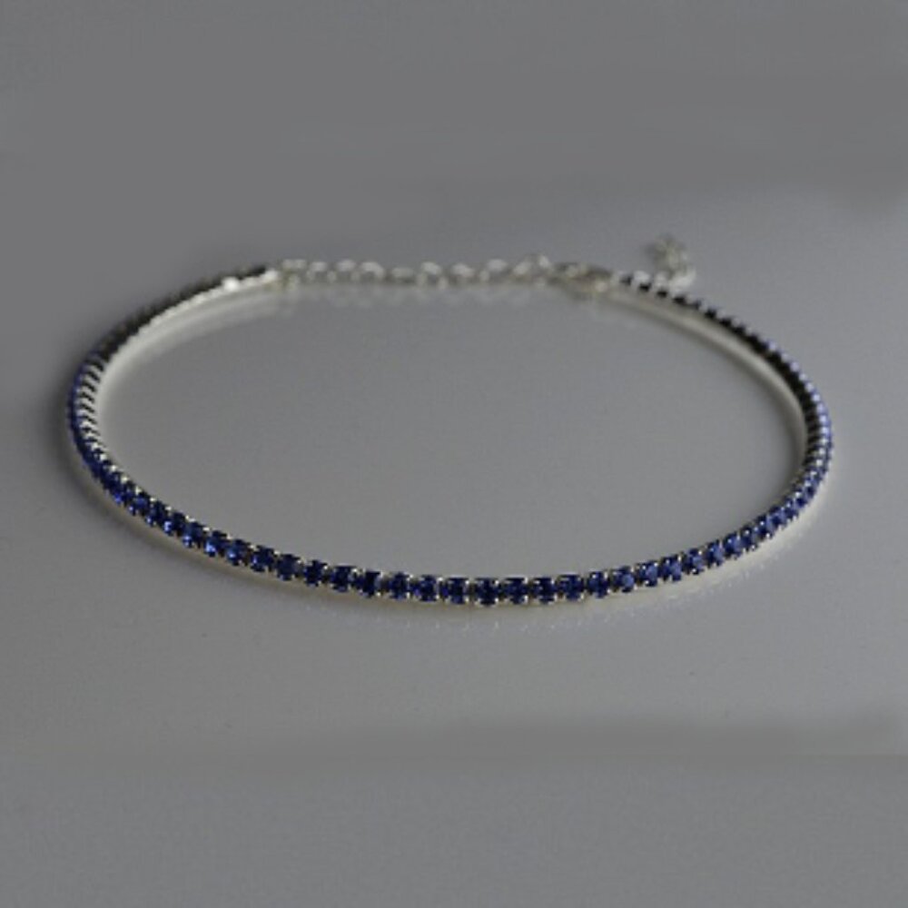 Elegant Swarovski Elements Choker Necklace Single tier Blue color